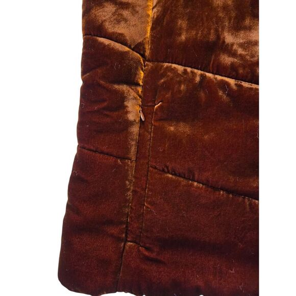 Loft Puffer Vest Women's Quilted Design Pockets Full Zip Rust Orange Velvet | L - Picture 8 of 13